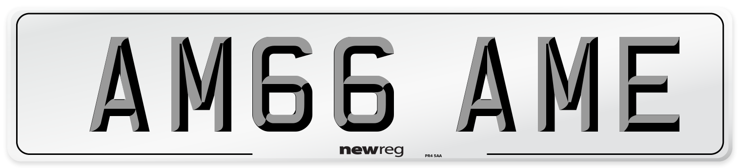 AM66 AME Number Plate from New Reg